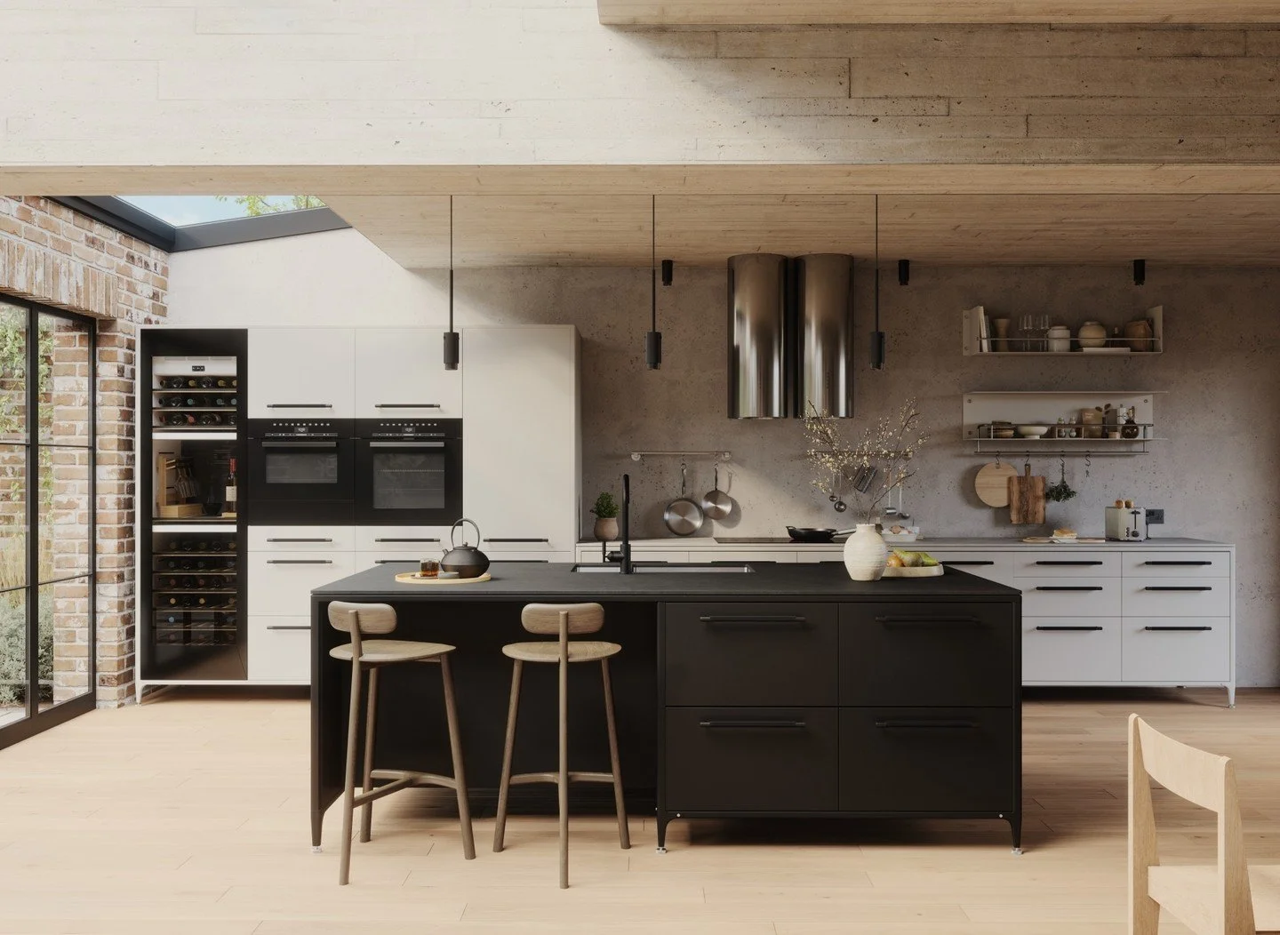 This Clapham terrace extension paired with a Buster + Punch free-standing kitchen, transforms space without the need to move. Light-filled and open to the outdoors, it delivers generous storage, modern appliances, and bold aesthetics designed for ope