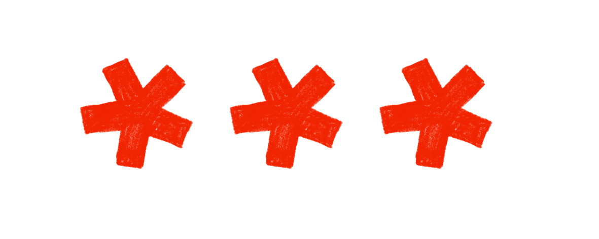 Drei rote Sternsymbole auf weißem Hintergrund