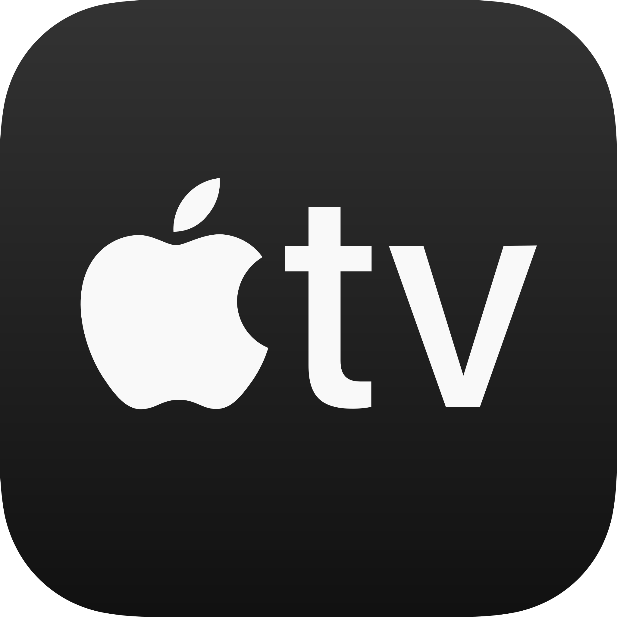 Apple TV logo with white apple icon and "tv" letters on a black background.