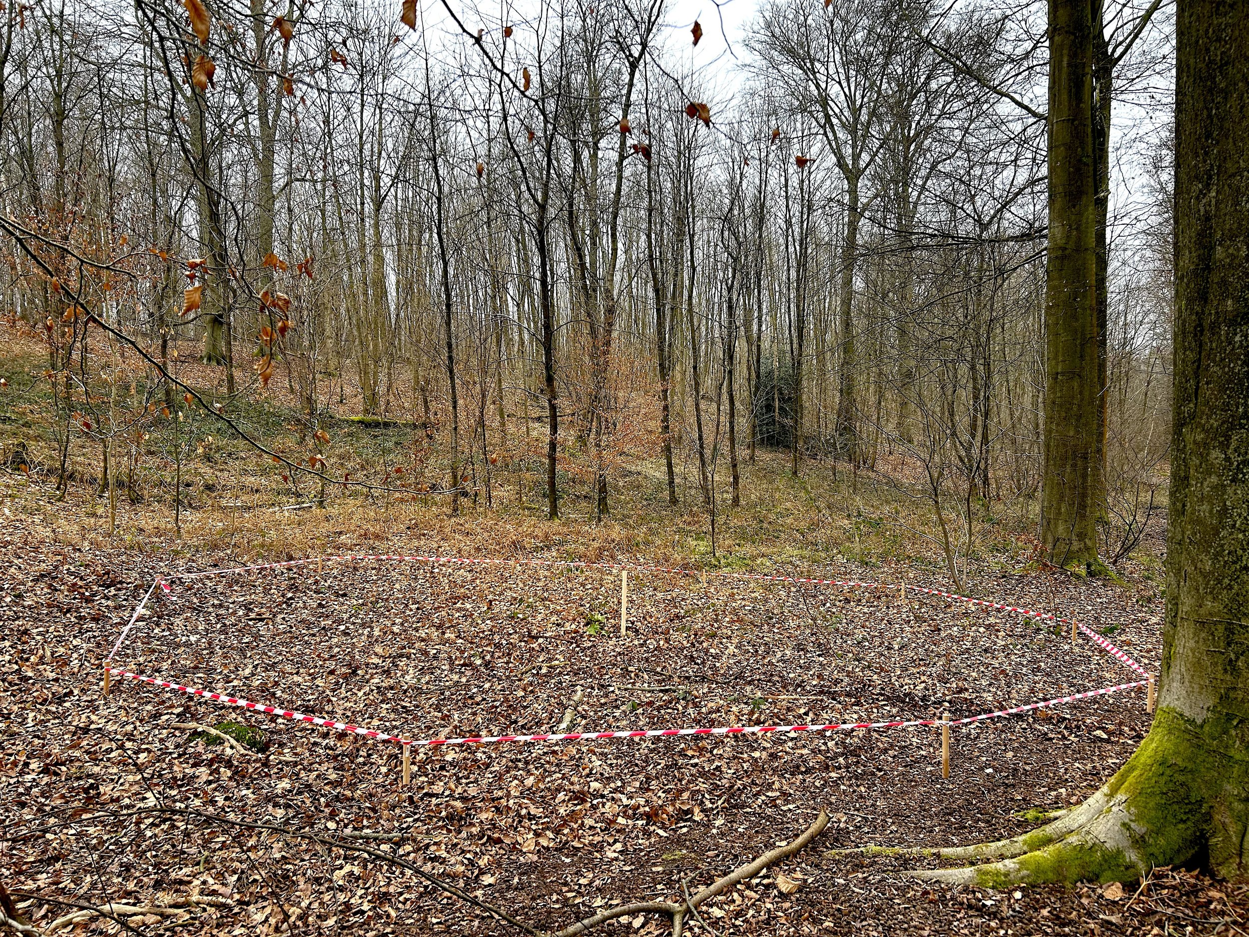 FAB FIXERS marking out the Smurf house footprint during location scout, Wallonia, Belgium