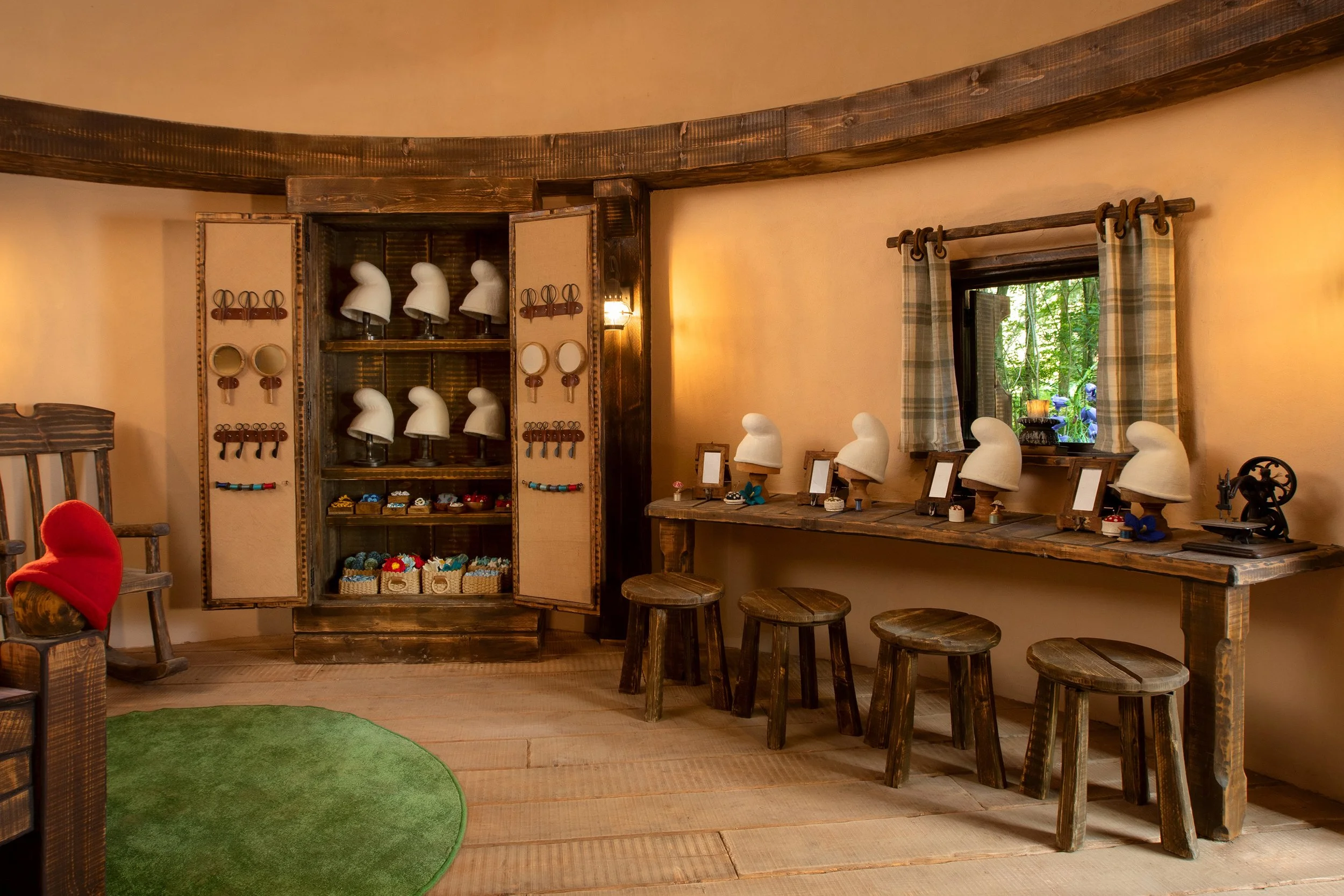 Guests making Smurf hats at the Airbnb Smurfs Experience, Belgian woodland, July 2025