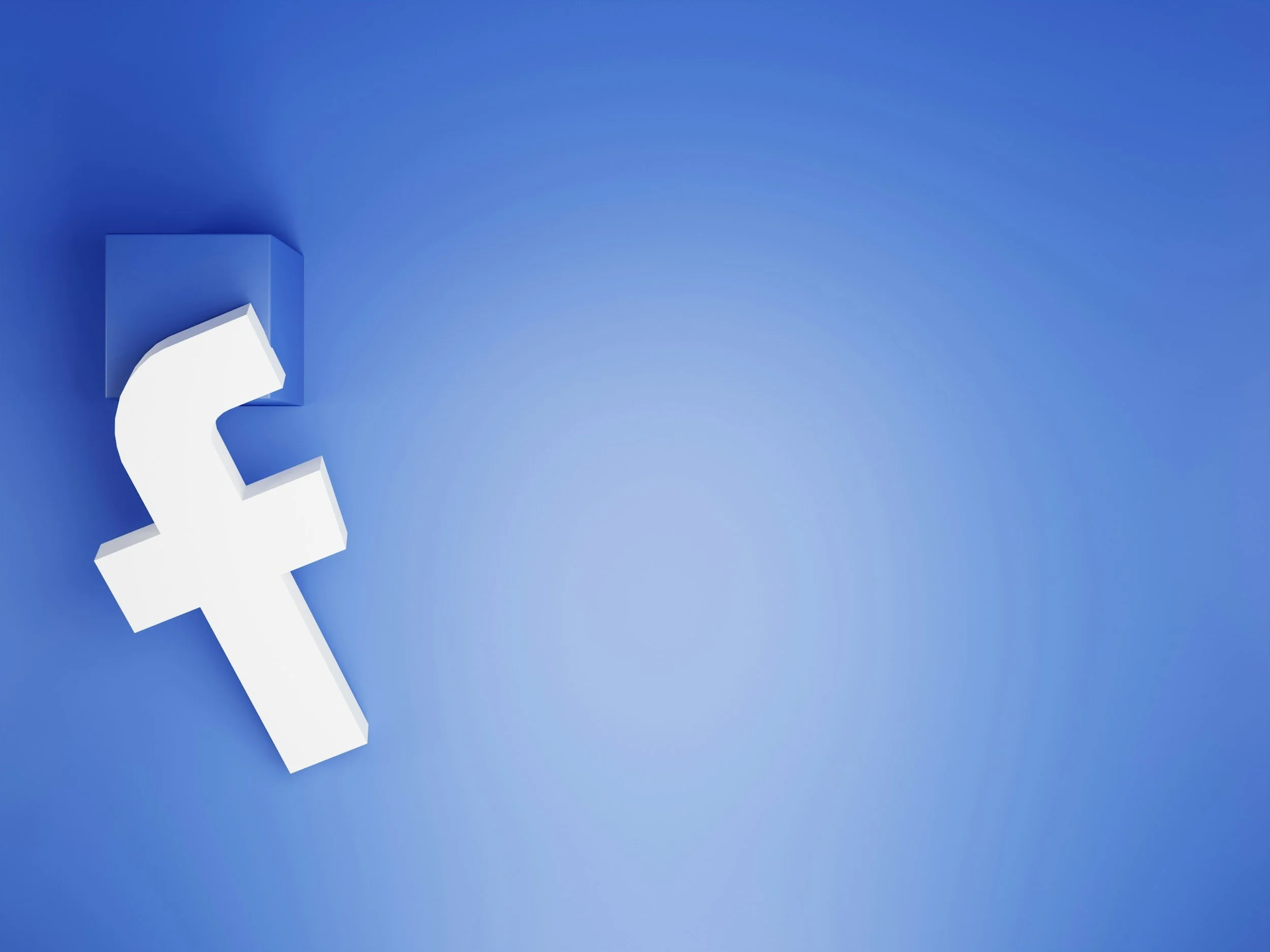 Facebook logo in white on a blue background