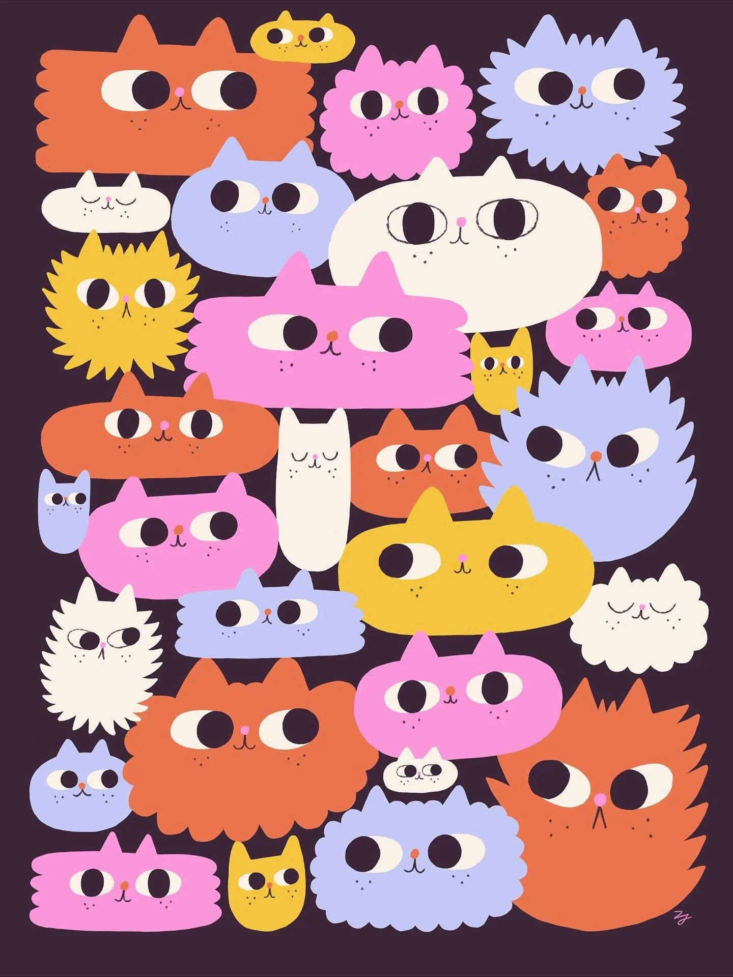 Cat moods 🐱🐱🐱🐱🐱🐱🐱🐱🐱
which one is you today?

#illustrator #catillustration #cutestyle #animalillustration #textilepattern #patterndesign #illustration