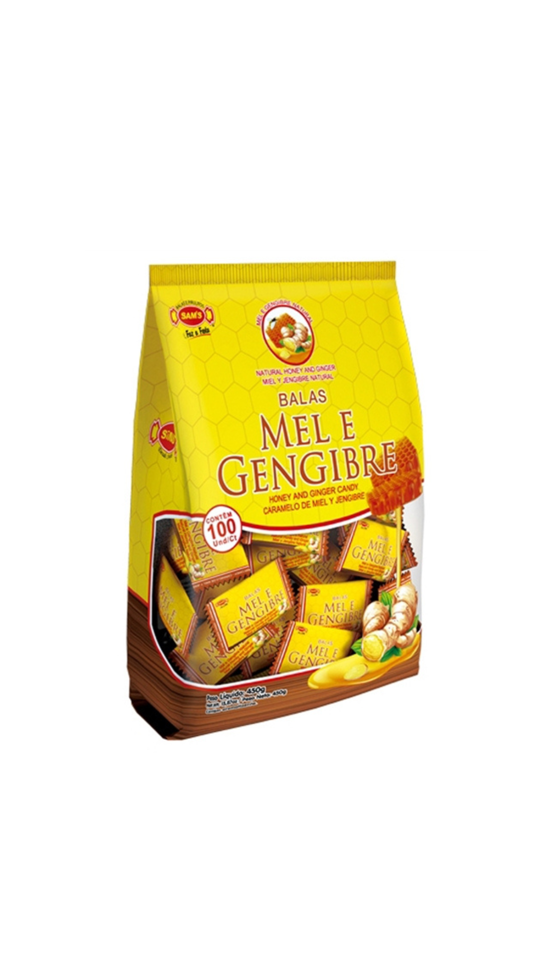 BALA SAMS MEL E GENGIBRE 450G