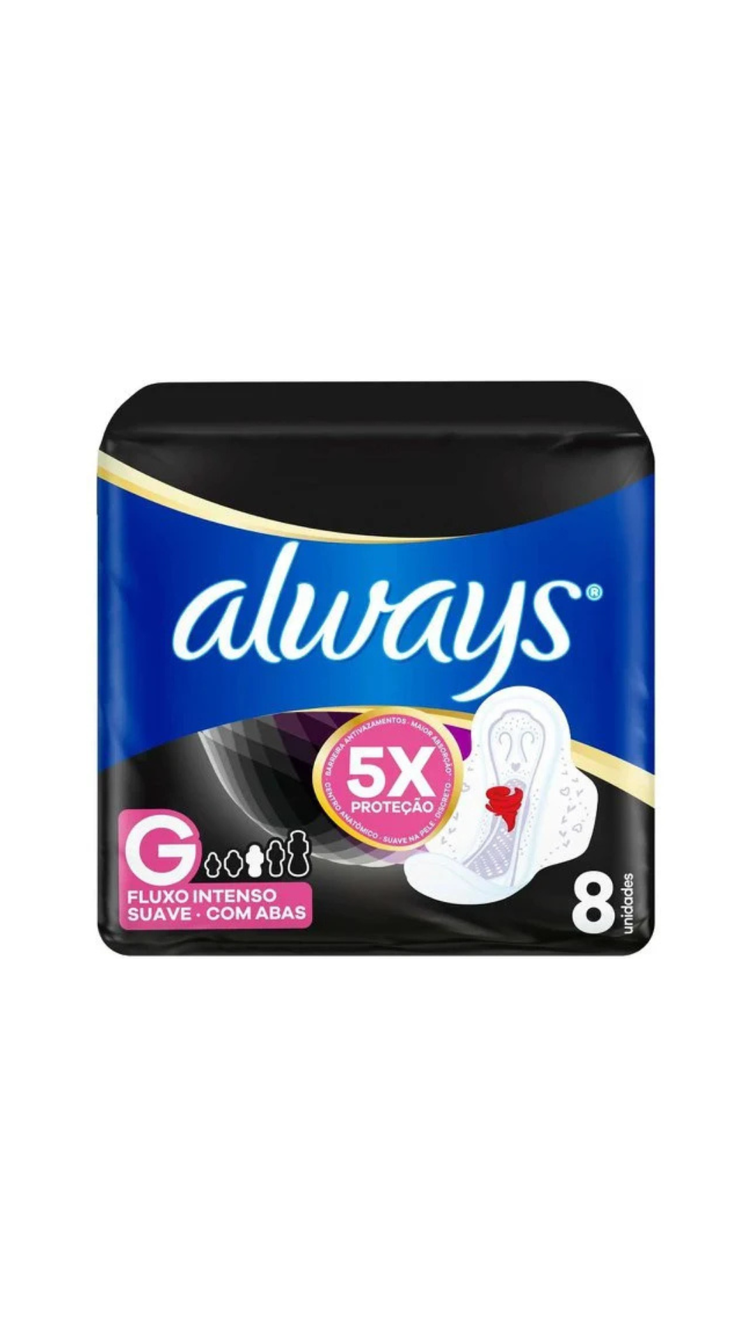 ABSORVENTE ALWAYS NOTURNO SUAVE COM ABAS 8 UNIDADES
