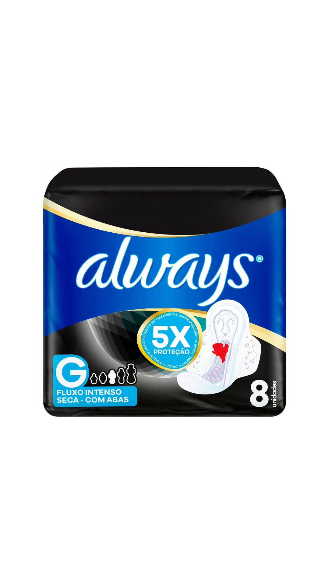 ABSORVENTE ALWAYS PT NOTURNO SECA COM ABAS 8 UNIDADES