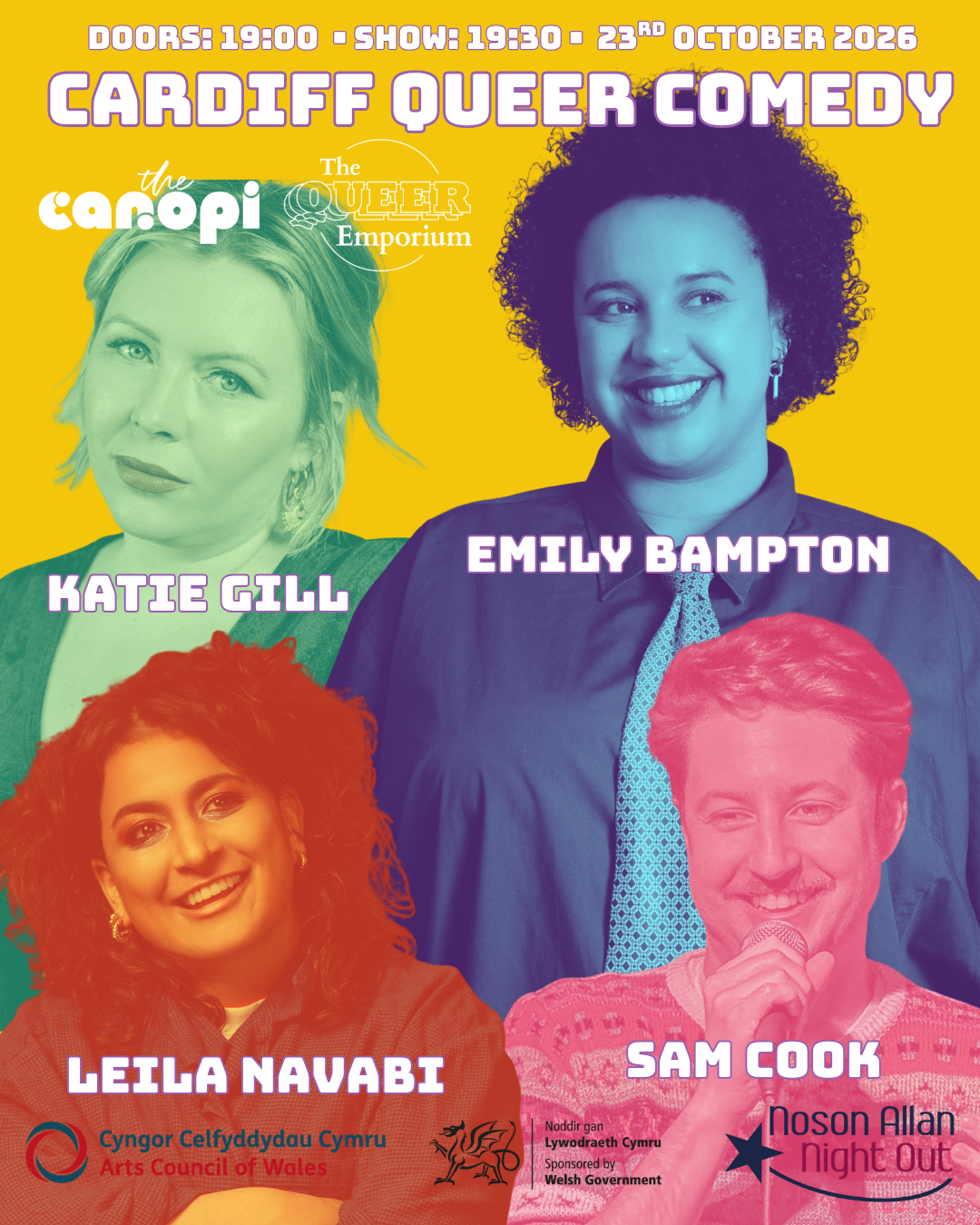 CARDIFF QUEER COMEDY presents, Leila Navabi, Katie Gill, Emily Bampton &amp; Sam Cook