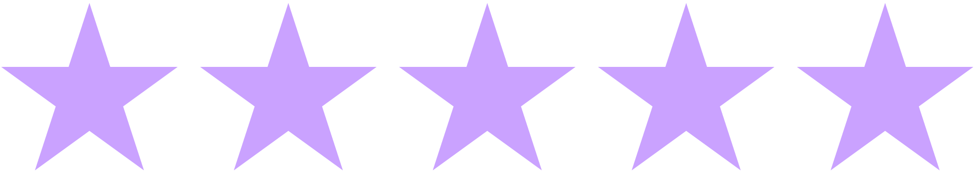 Five light purple stars aligned in a row.
