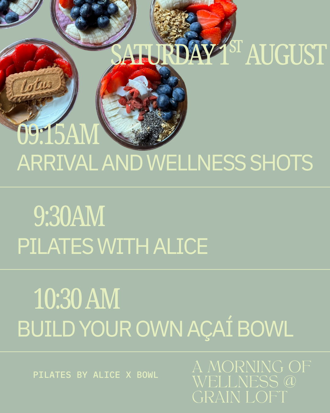 Acai and Pilates Wellness Morning