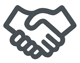 Simple black and gray drawing of two hands shaking