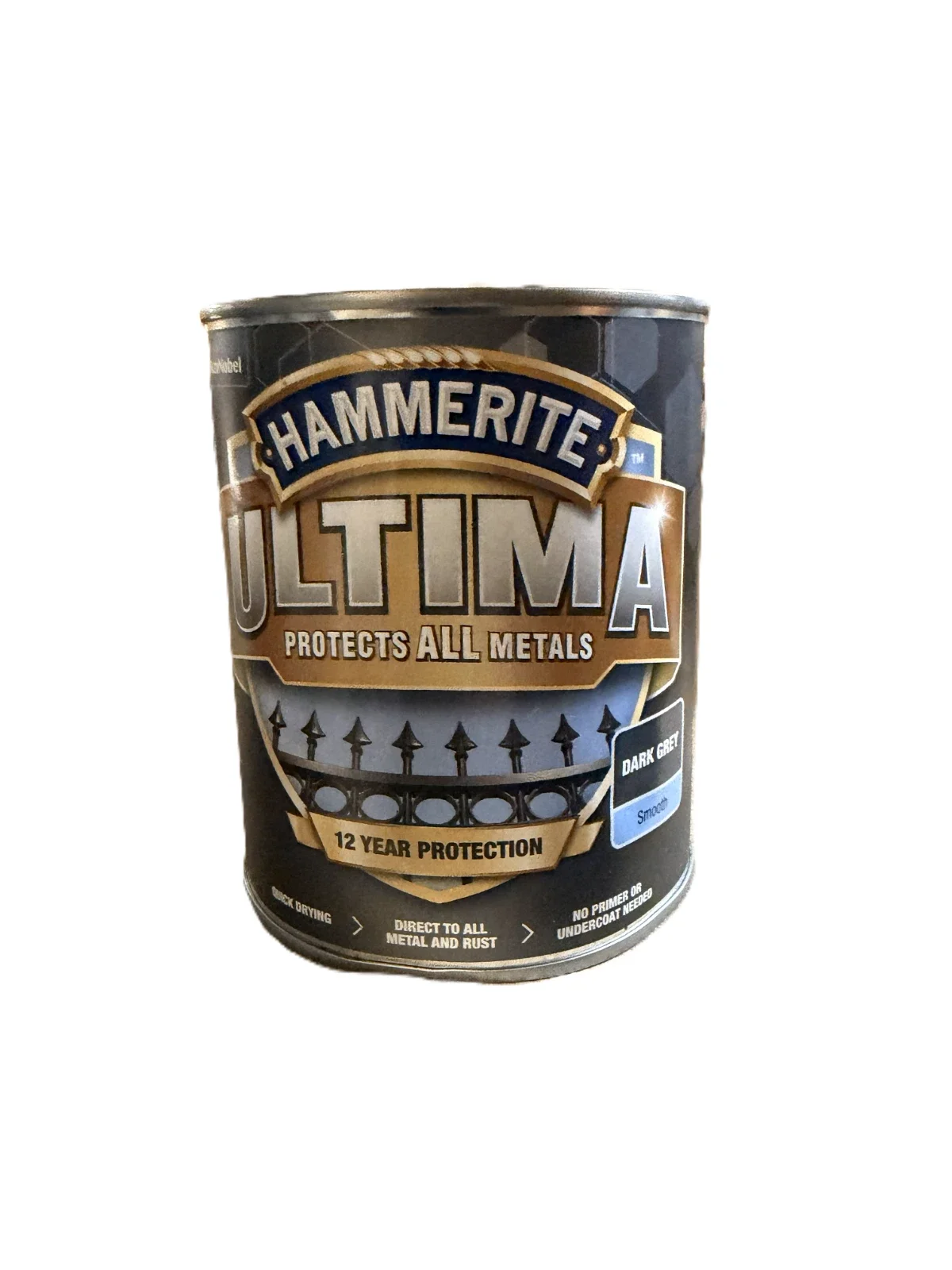 Hammerite Ultima Metal Paint Smooth Dark Grey 750ml - All Metals (Dented Tin)