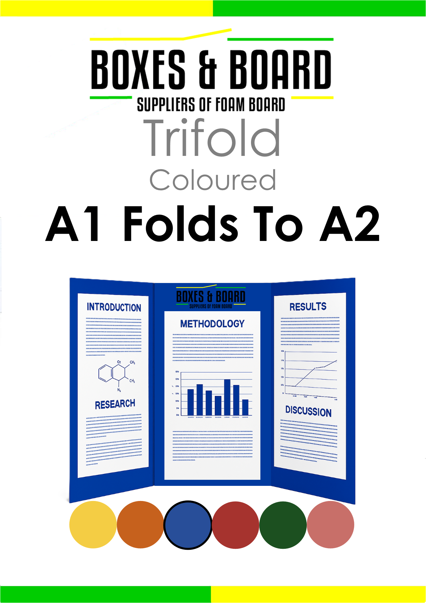 A1 - A2 5mm Blue Foamboard TriFold Presentation Board