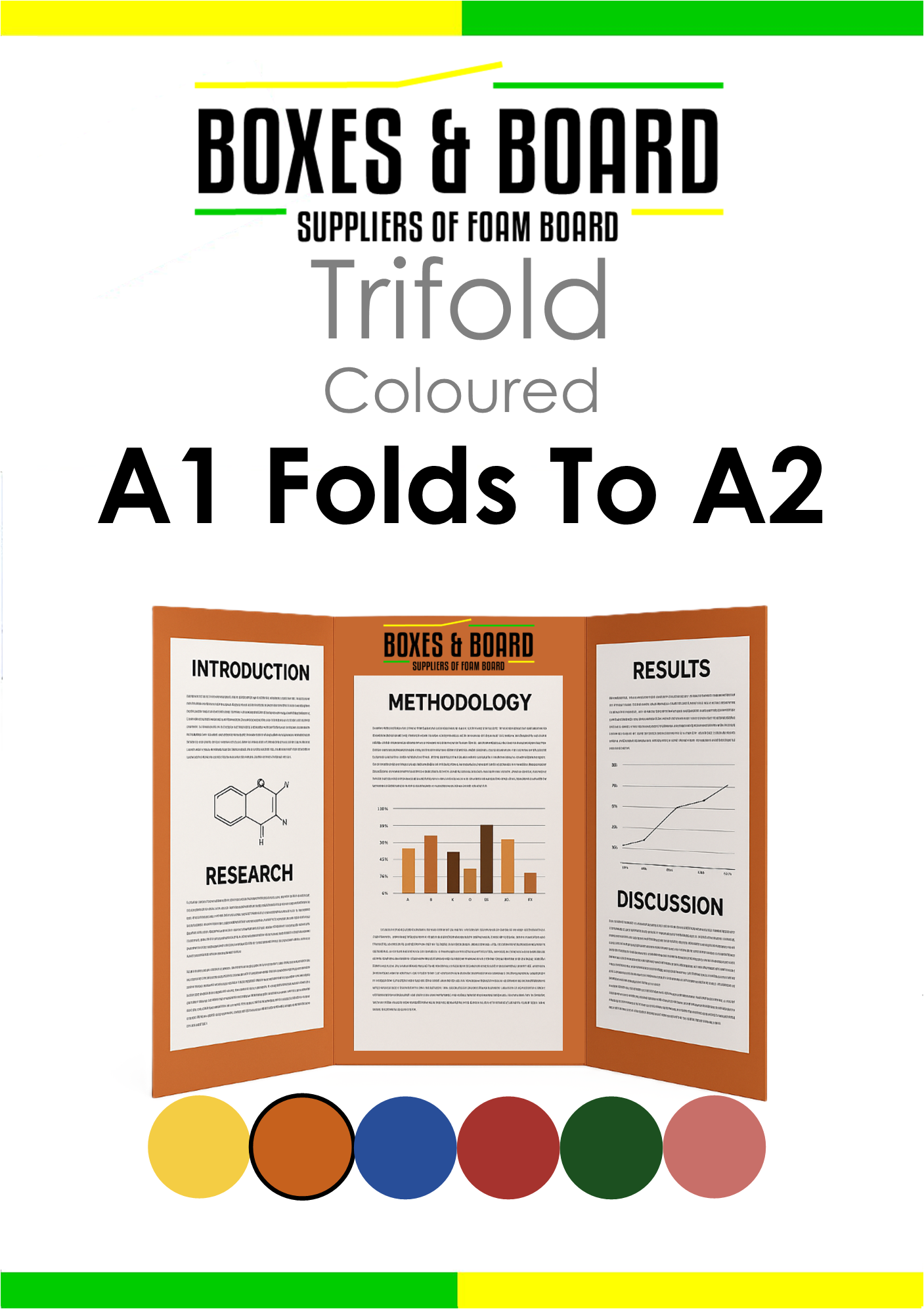 A1/A2 Orange Foamboard TriFold Board | BOGO Offer — Boxes And Board ...