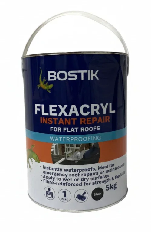 Bostik Flexacryl Instant Repair For Flat Roofs 5kg - Waterproof Sealant Black
