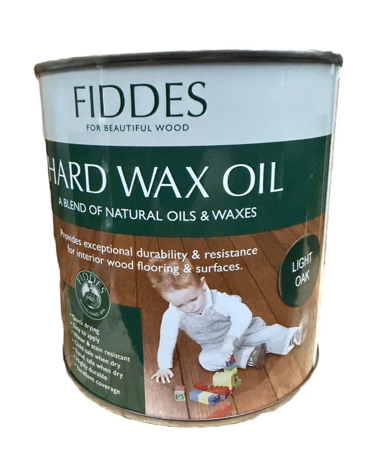 Fiddes Hard Wax Oil 1L - LIGHT OAK - Tinted Interior Wood Floor Finish - NEW`