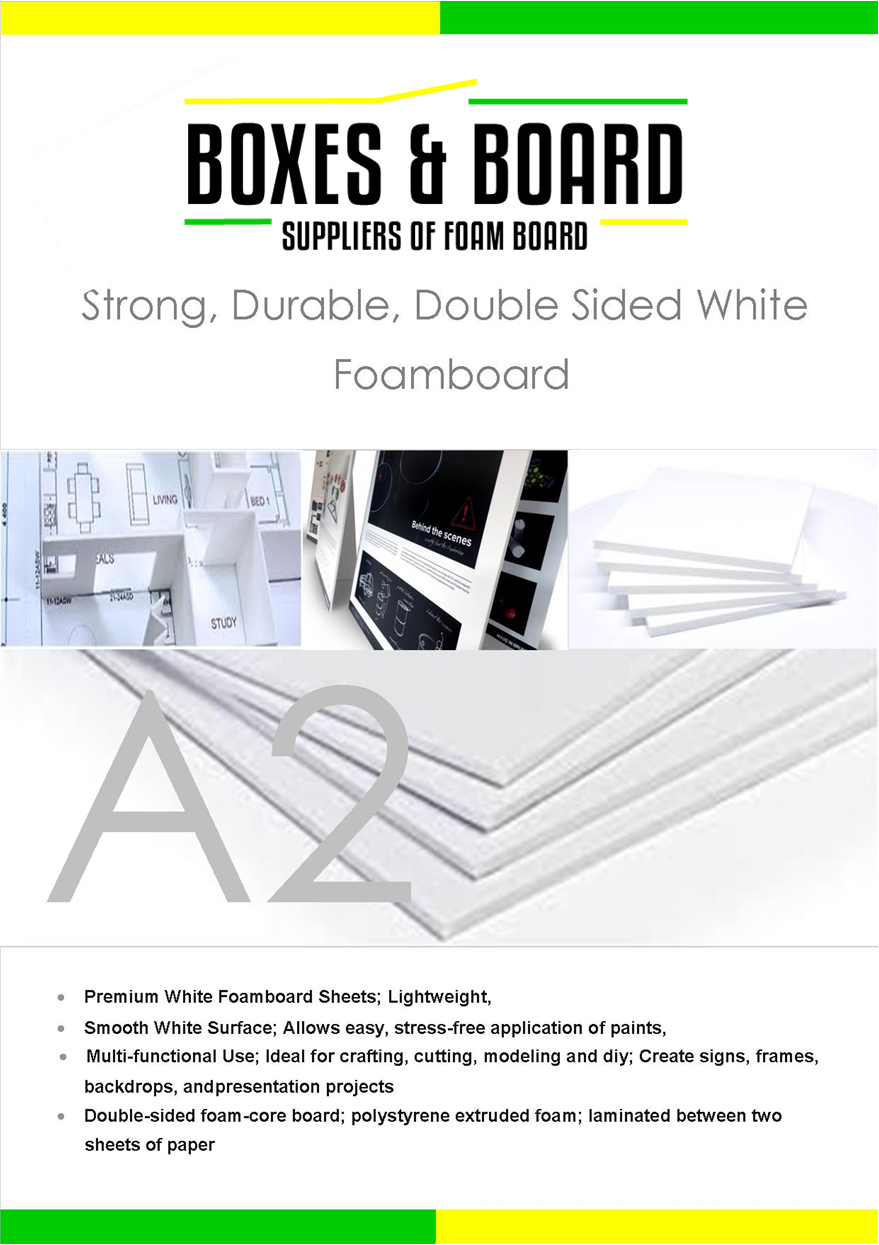 A2 White 5mm Foamboard x 10 Sheets