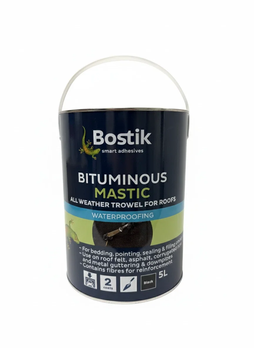 Bostik Bituminous Mastic 5L - All Weather Trowel Roof Waterproofing Black
