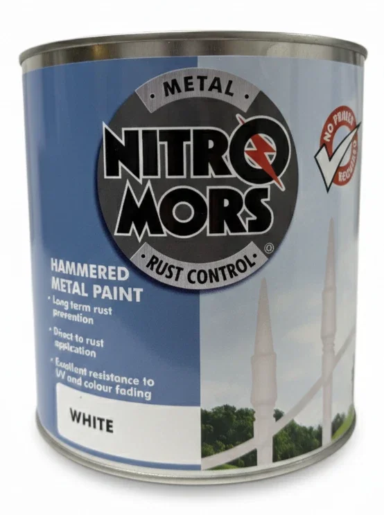 Nitromors Hammered Metal Paint White 2.5L - Direct To Rust Protection Tin