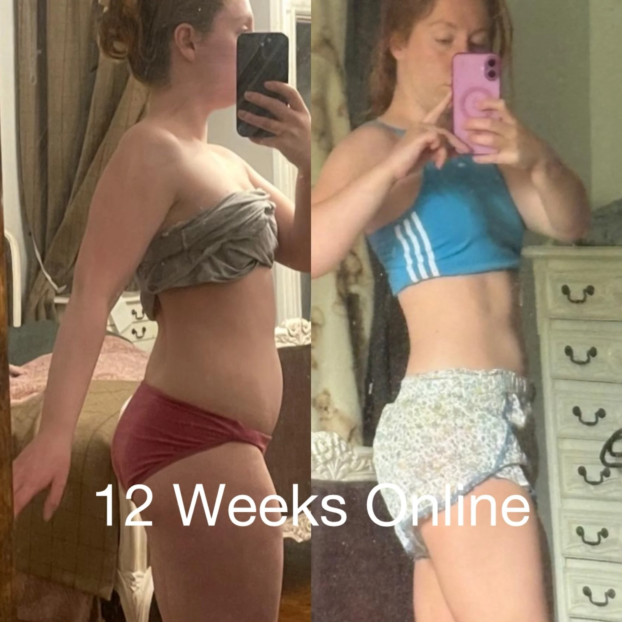 Female client 12-week fitness transformation demonstrating fat loss and increased muscle definition