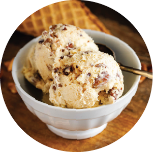 Bowl of butter pecan ice cream