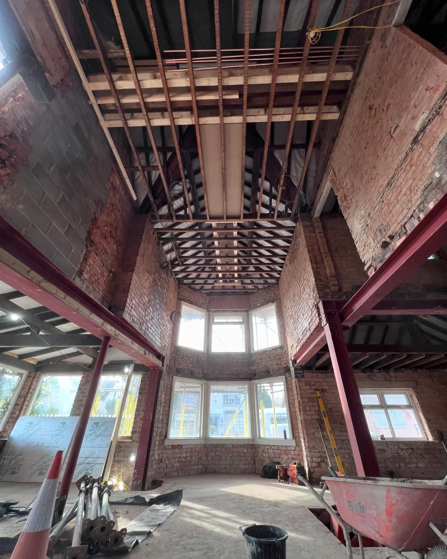As the main strip out nears completion, we have been hard at it, installing all the steelwork and opening up the downstairs bar area #pubrenovation #construction #engineering #propertydevelopment