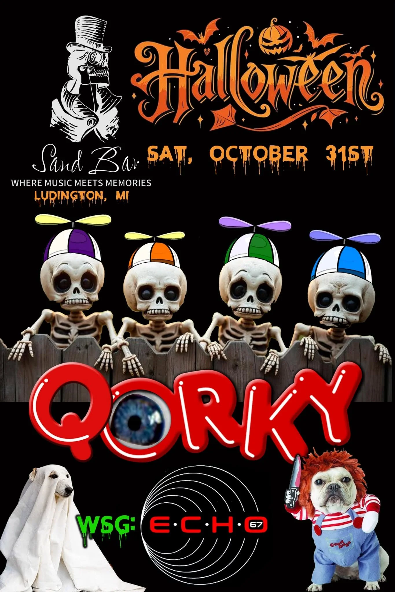 Halloween Bash at The SandBar with the bands Qorky and Echo Six Seven