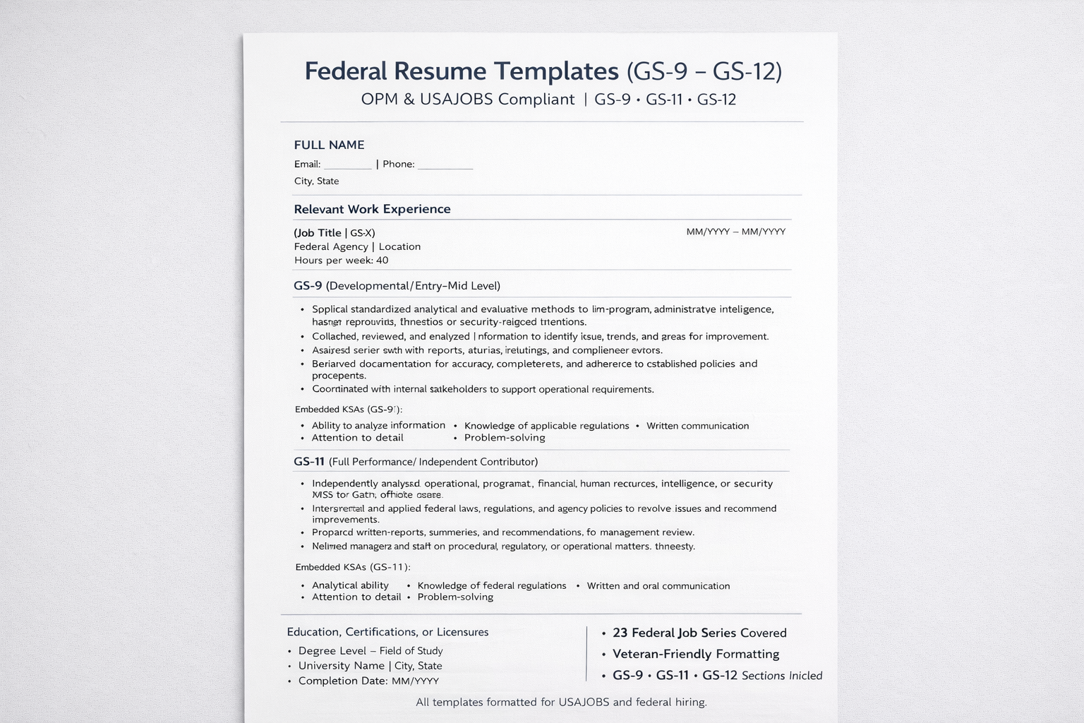 GS9-12 Miscellaneous Occupations_Resume Template