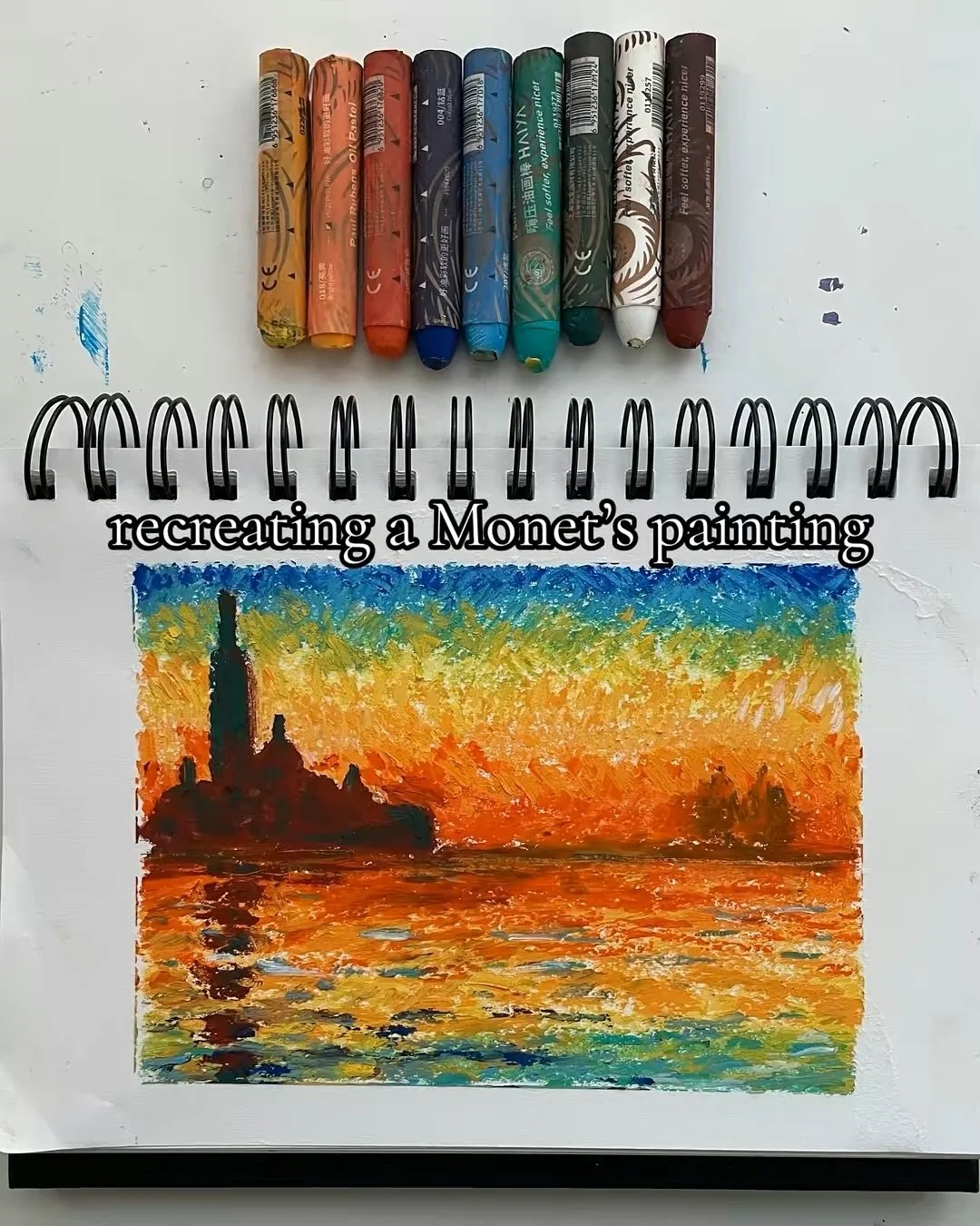 &lsquo;San Giorgio Maggiore at dusk&rsquo; 🧡

#monet #oilpastels #oilpastelart #oilpasteldrawing #oilpastelpainting #mastercopy #art #impressionism