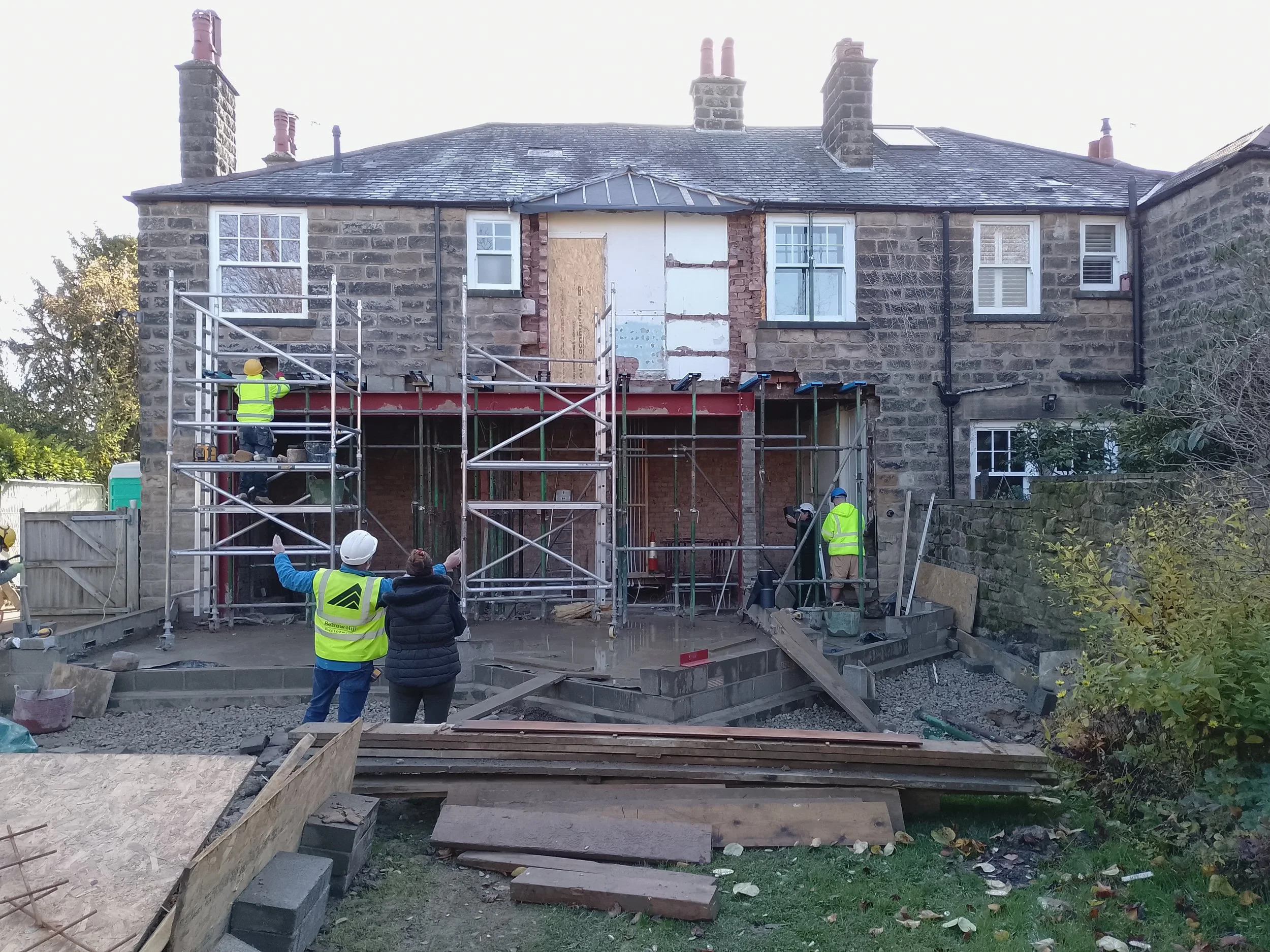 Belrow Hill project manager talking with client at Belrow Hill building project in Harrogate