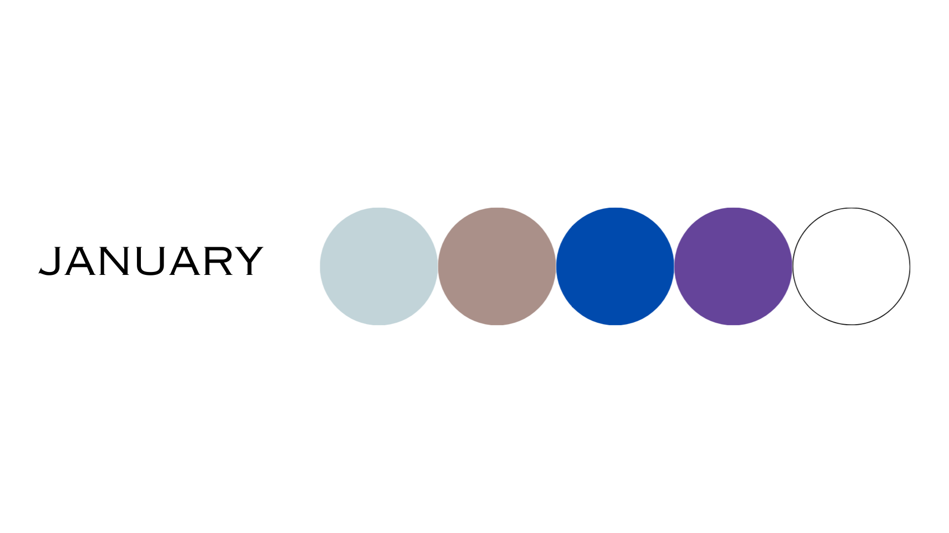 COLOR SCHEME OF LIGHT BLUES, PURPLES AND GRAYS FOR THE MONTH OF JANUARY