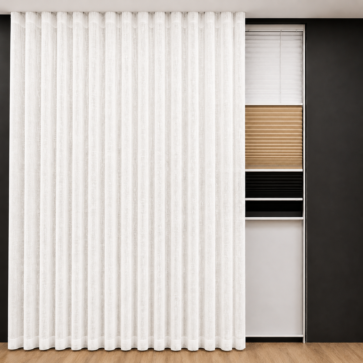 Rideau voilage Ripplefold sur mesure – Junction Blanc