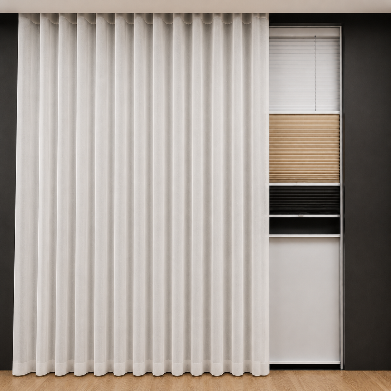 Rideau voilage Ripplefold sur mesure – Dallas Blanc