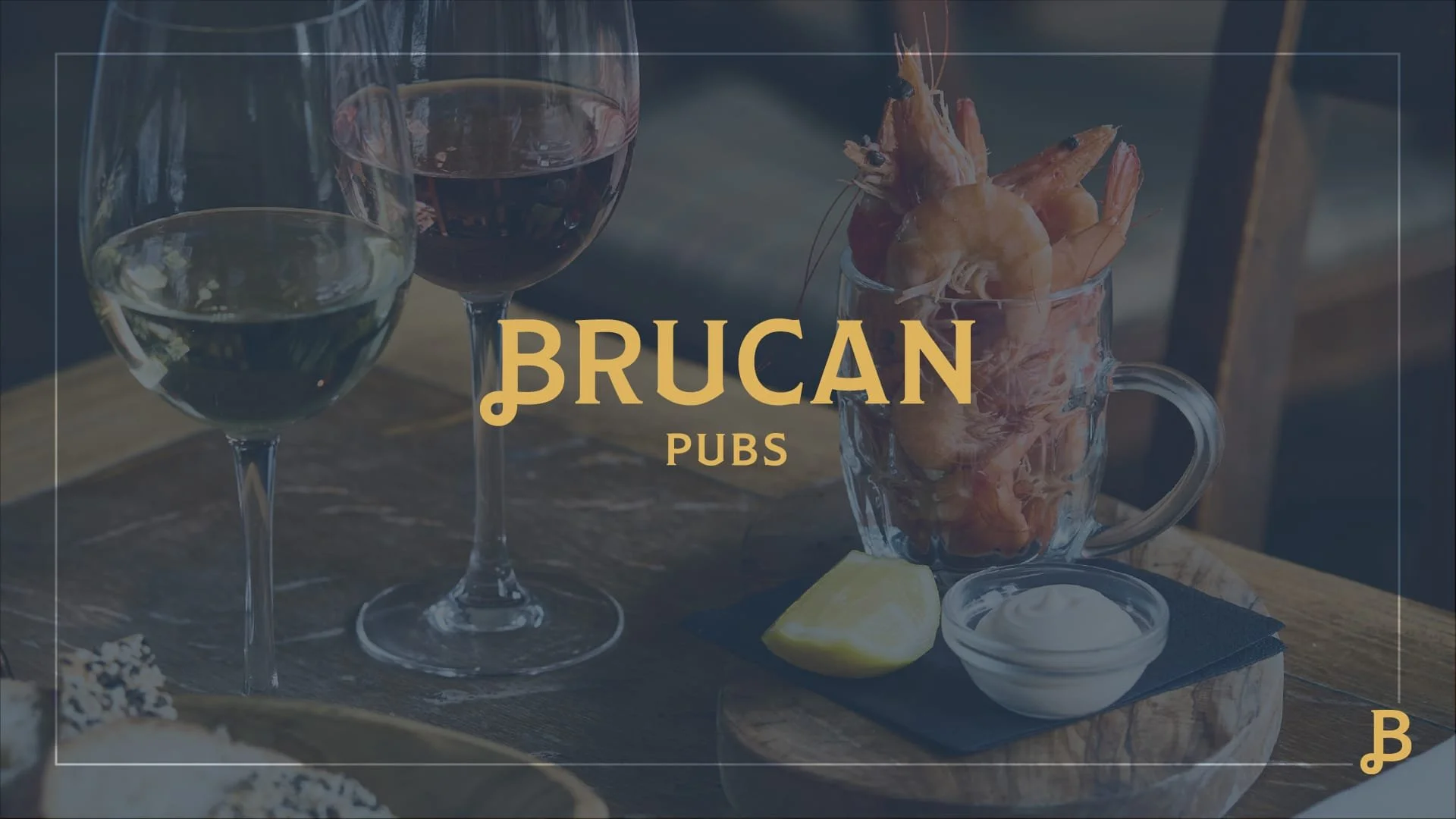 Brucan Pubs Logo over image of pub table