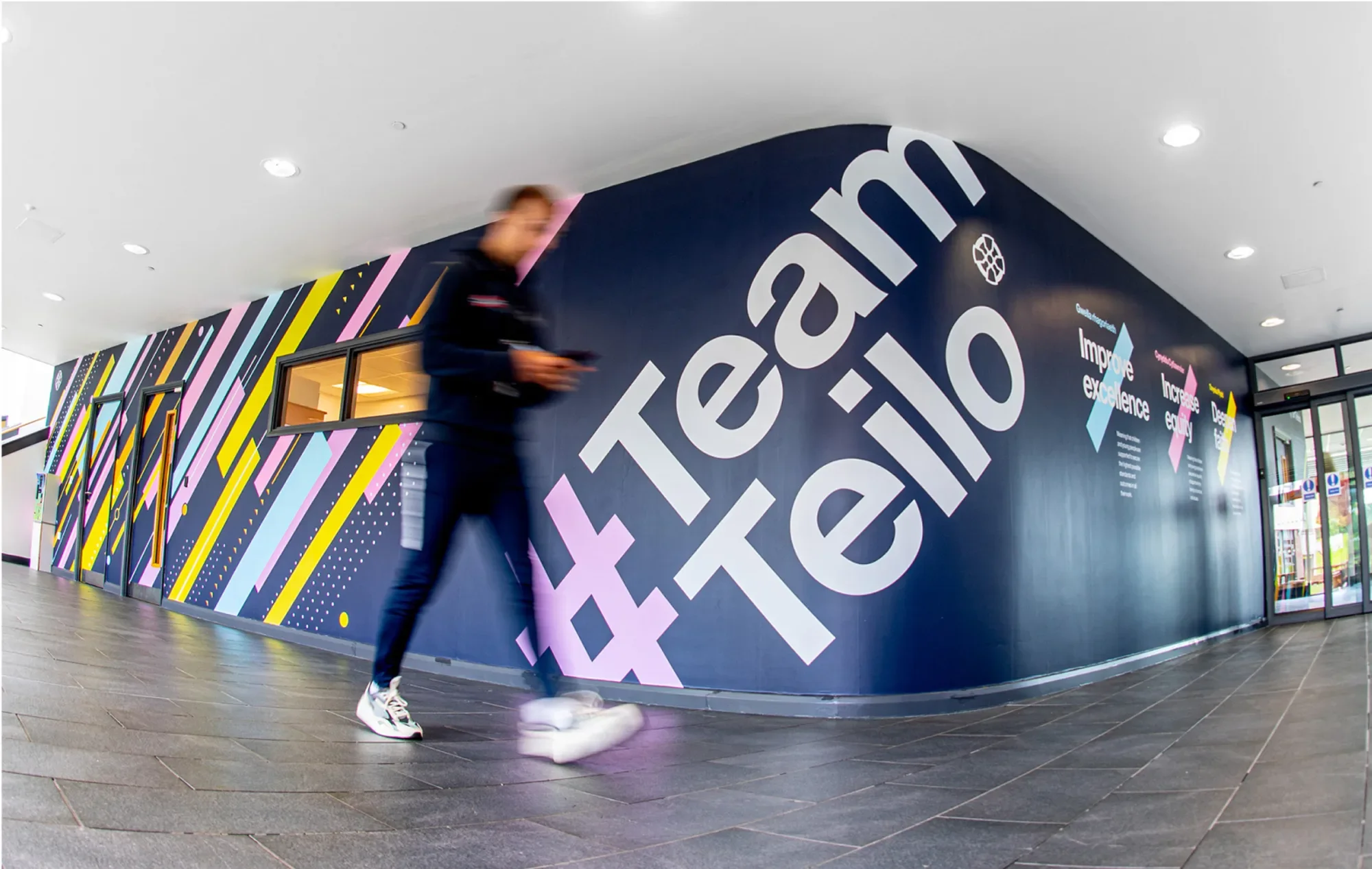 Branded wall in St Teilo's school