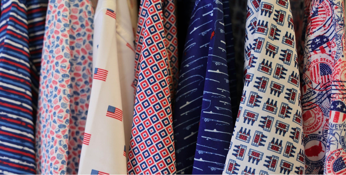 Donald Ross Polos in Patritotic colors and graphics