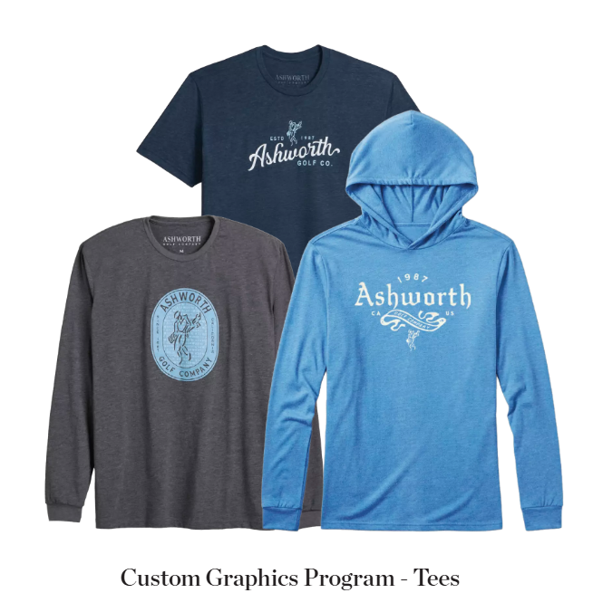 Golfer swinging club in desert landscape, Ashworth Resort Spring 2025 collection.