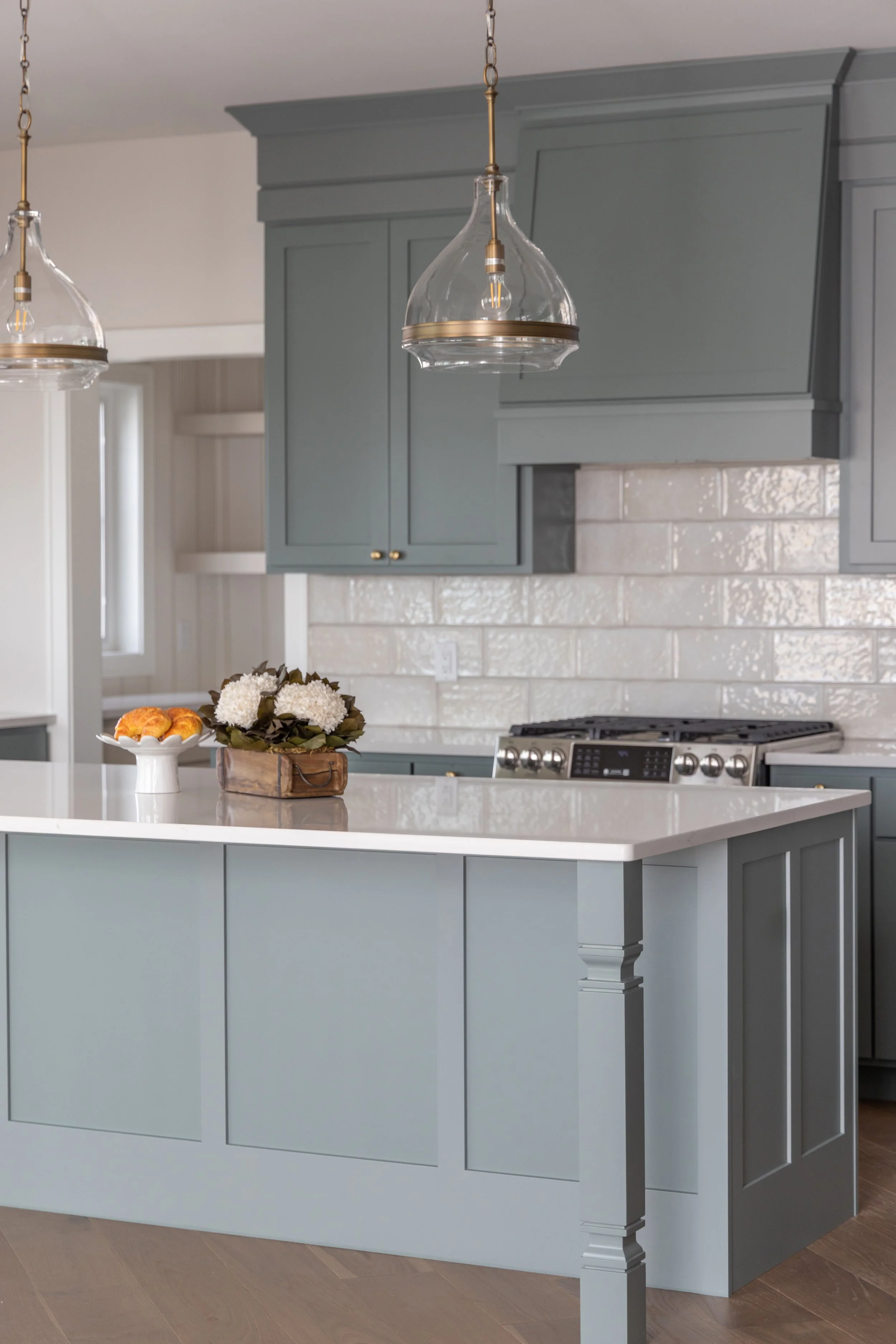 Light blue kitchen cabintry