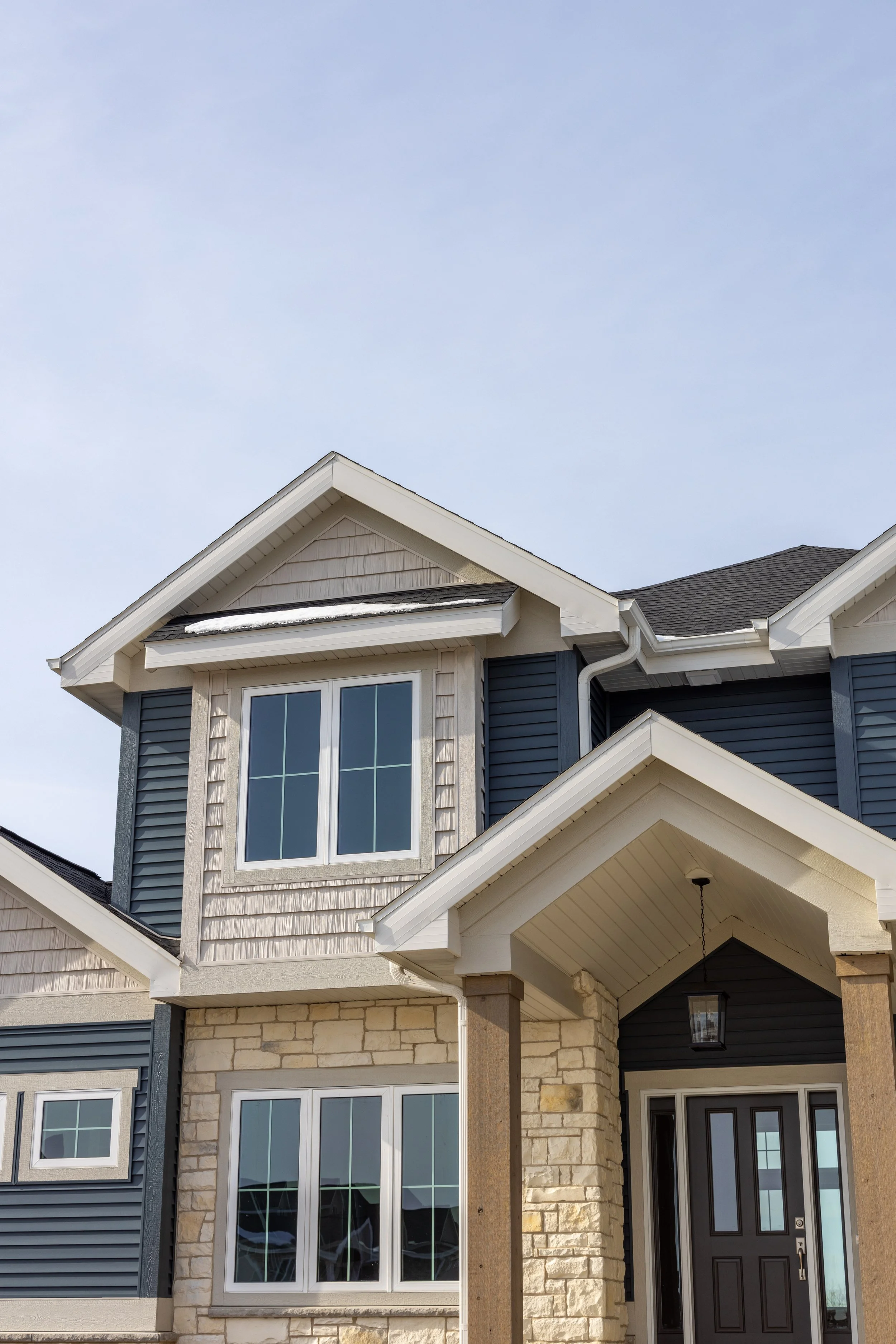 Blue and tan home exterior