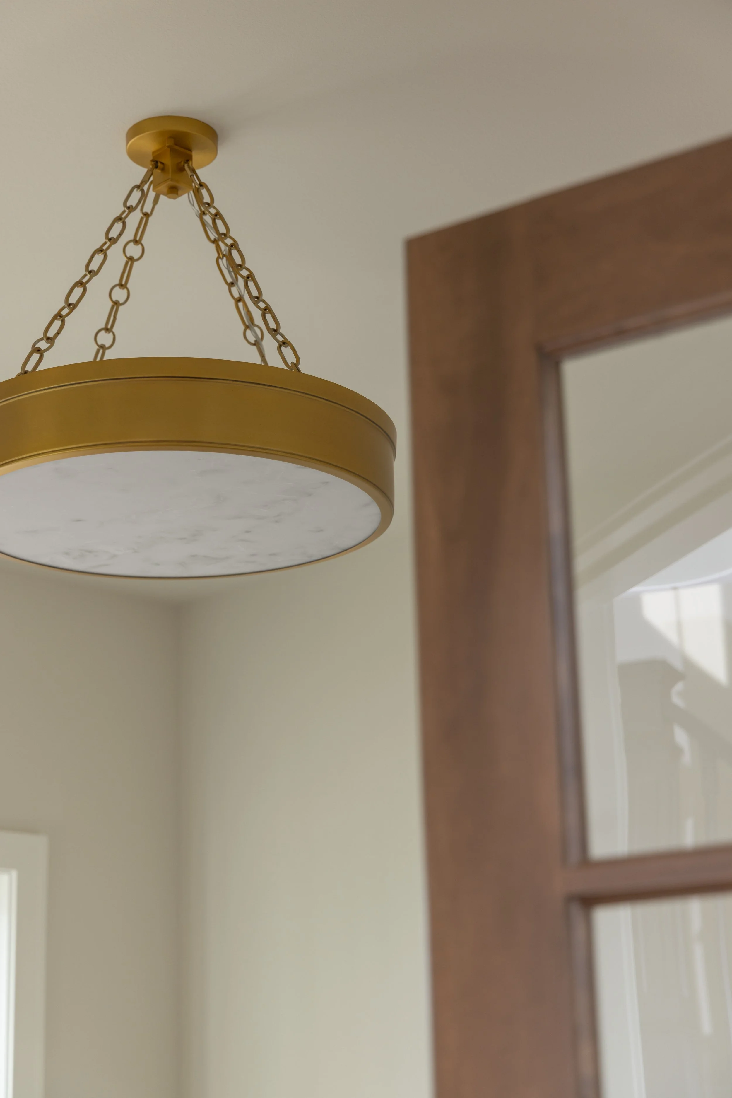 Gold and glass semi-flush lighting