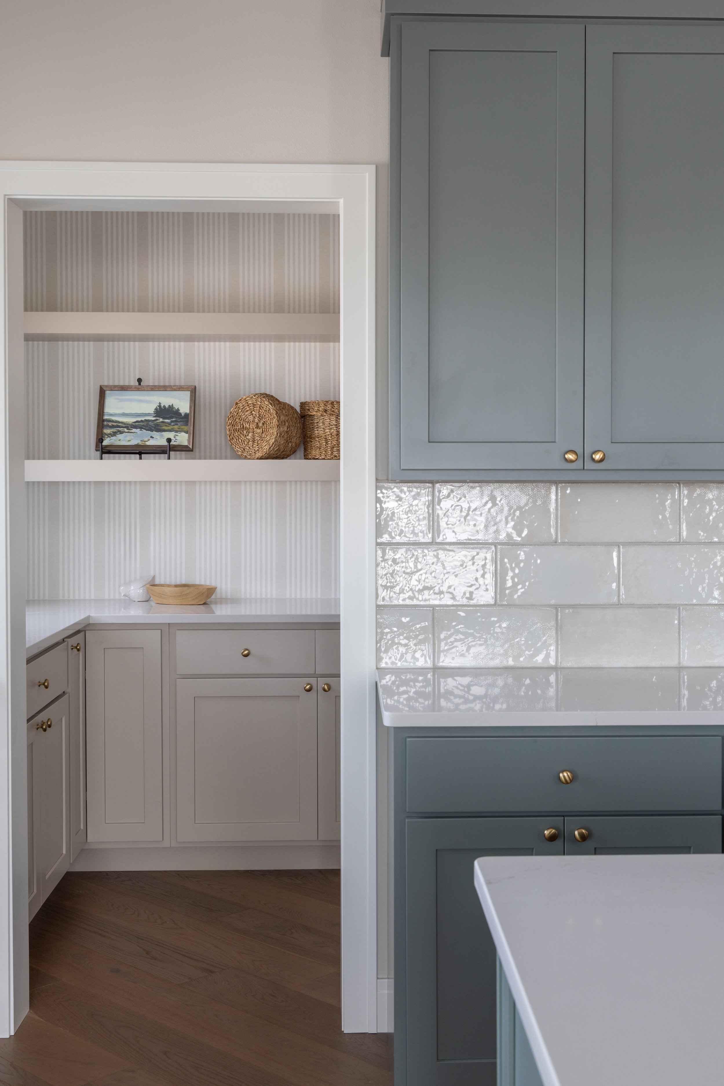 Kitchen with view of open pantry