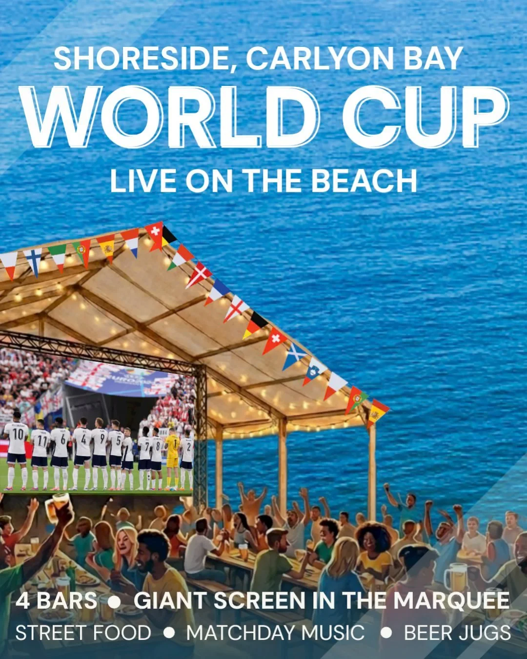 Cornwall&rsquo;s biggest World Cup Fan Zone &amp; the best spot to watch the World Cup this Summer! 💥

With live pre-match entertainment, 4 dedicated bars, and a host of street food just a throw-in away, Shoreside is your definitive home for the Wor