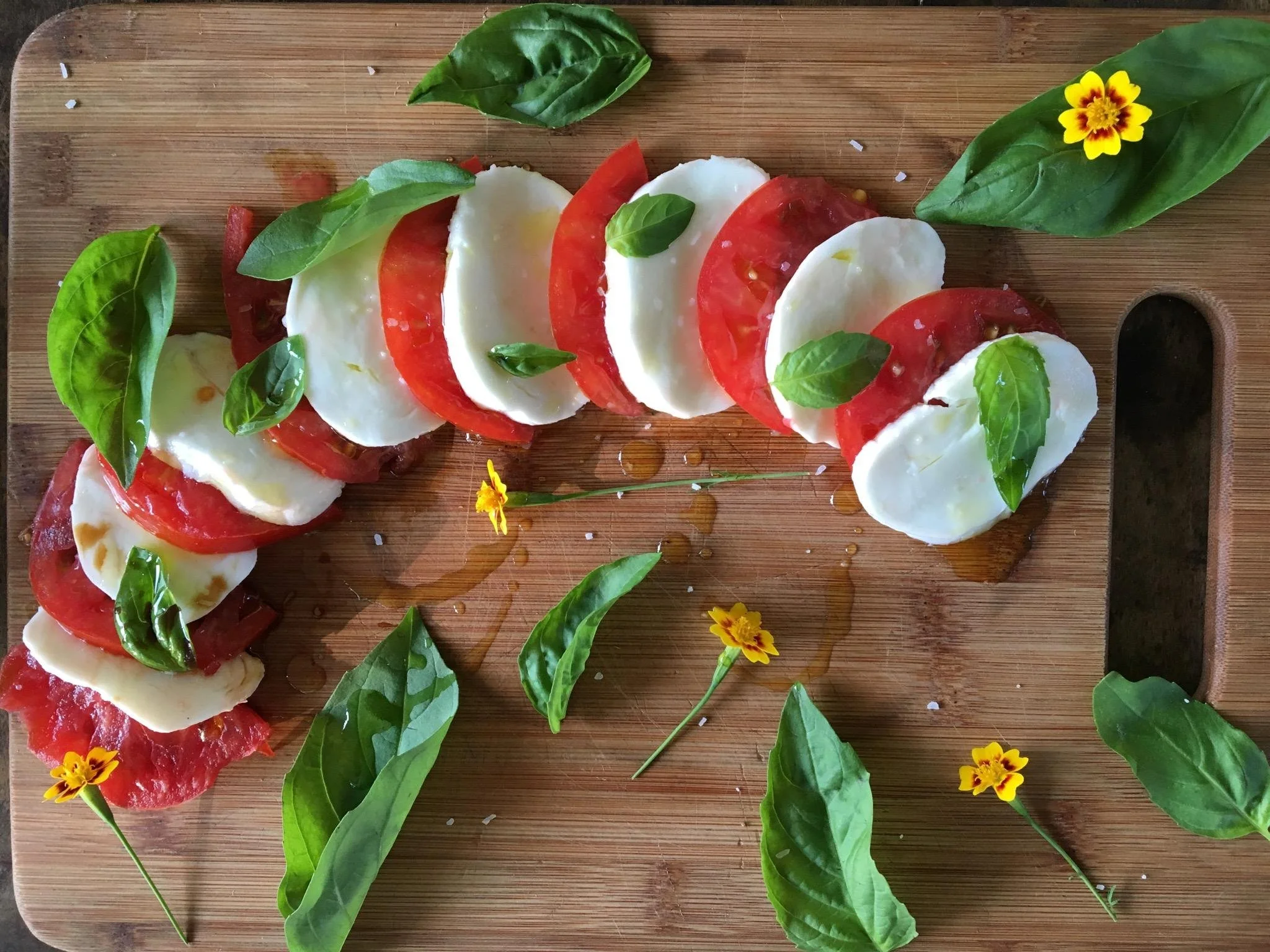 Water buffalo cheese, tomatoes, basil
