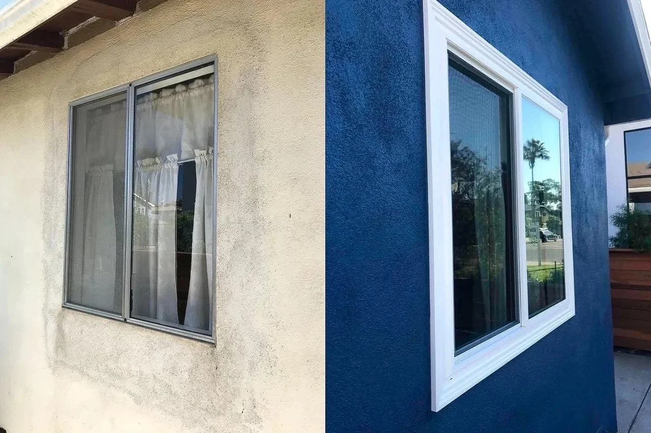 Before and after results of one of our Anlin window replacement projects.