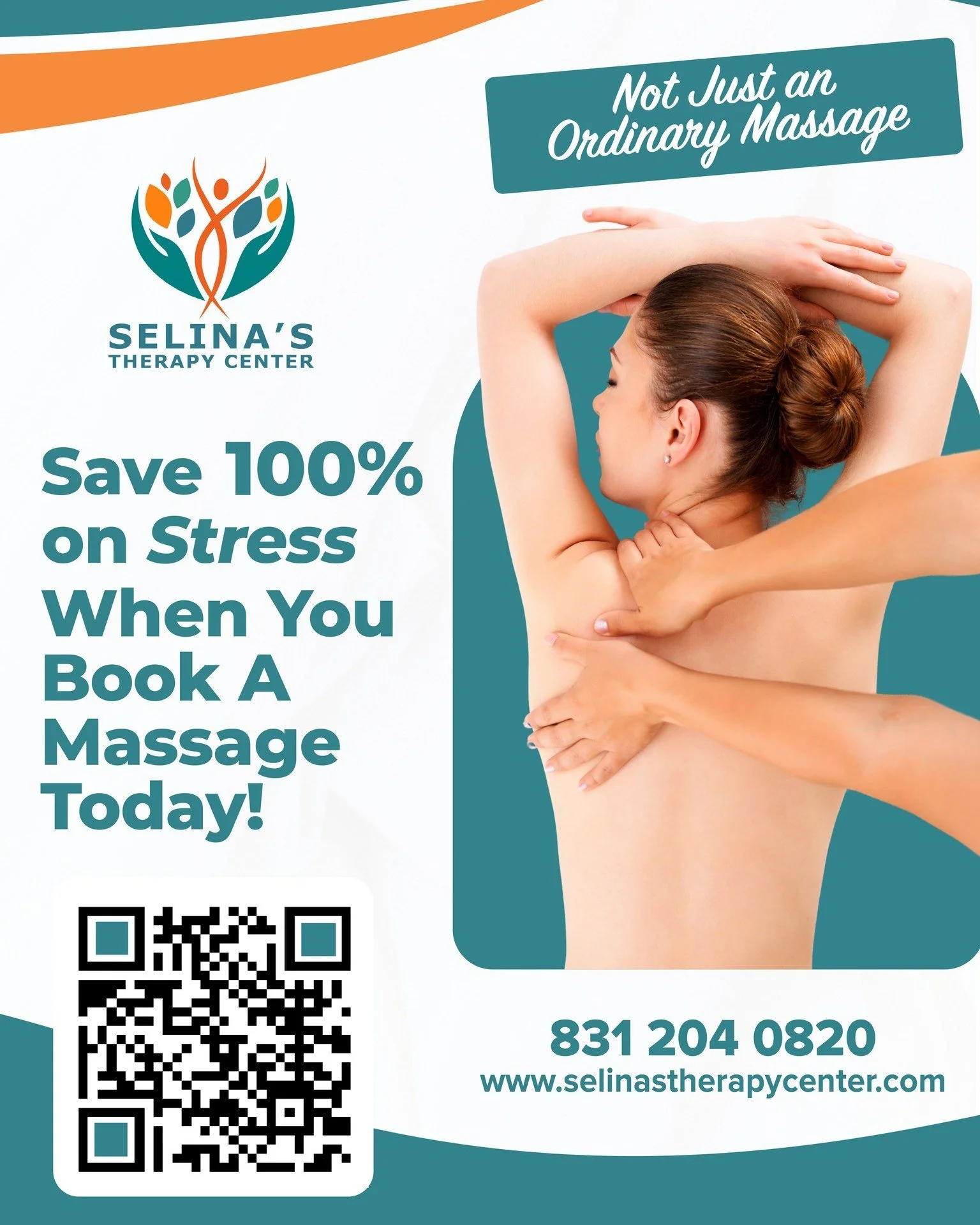 Save 100% on Stress?

Yes, please. 🧘&zwj;♀️✨
At Selina&rsquo;s Therapy Center, this isn&rsquo;t just massage&mdash;it&rsquo;s fascia work, posture realignment, and nervous system restoration designed to bring you back to balance.

📍Pacific Grove
📲