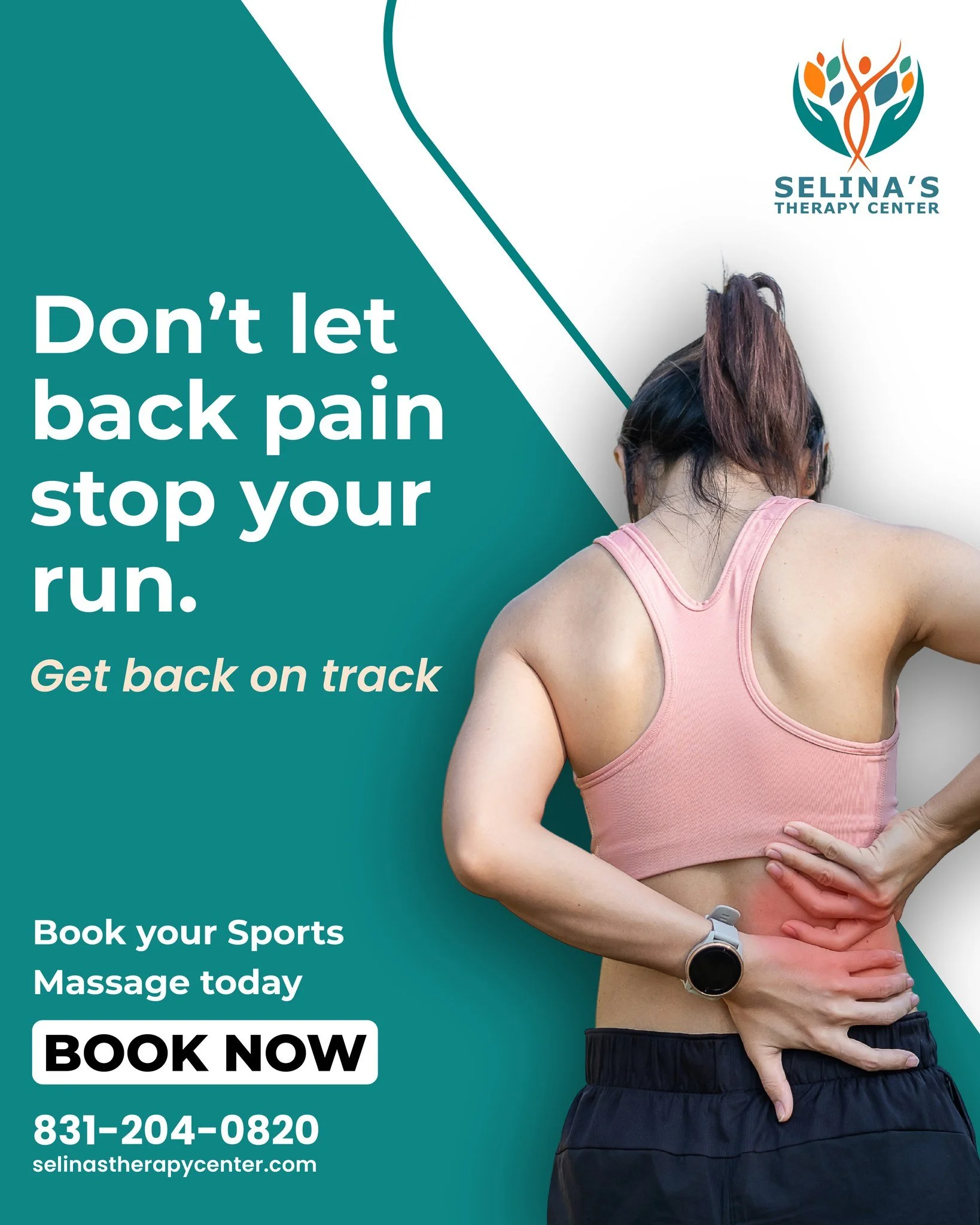 Back pain shouldn’t hold you back from doing what you love. 🏃‍♀️
Our Sports Massage helps relieve tension, restore mobility, and get you back on track — stronger than ever. 💪
📍 Selina’s Therapy Center — Pacific Grove,