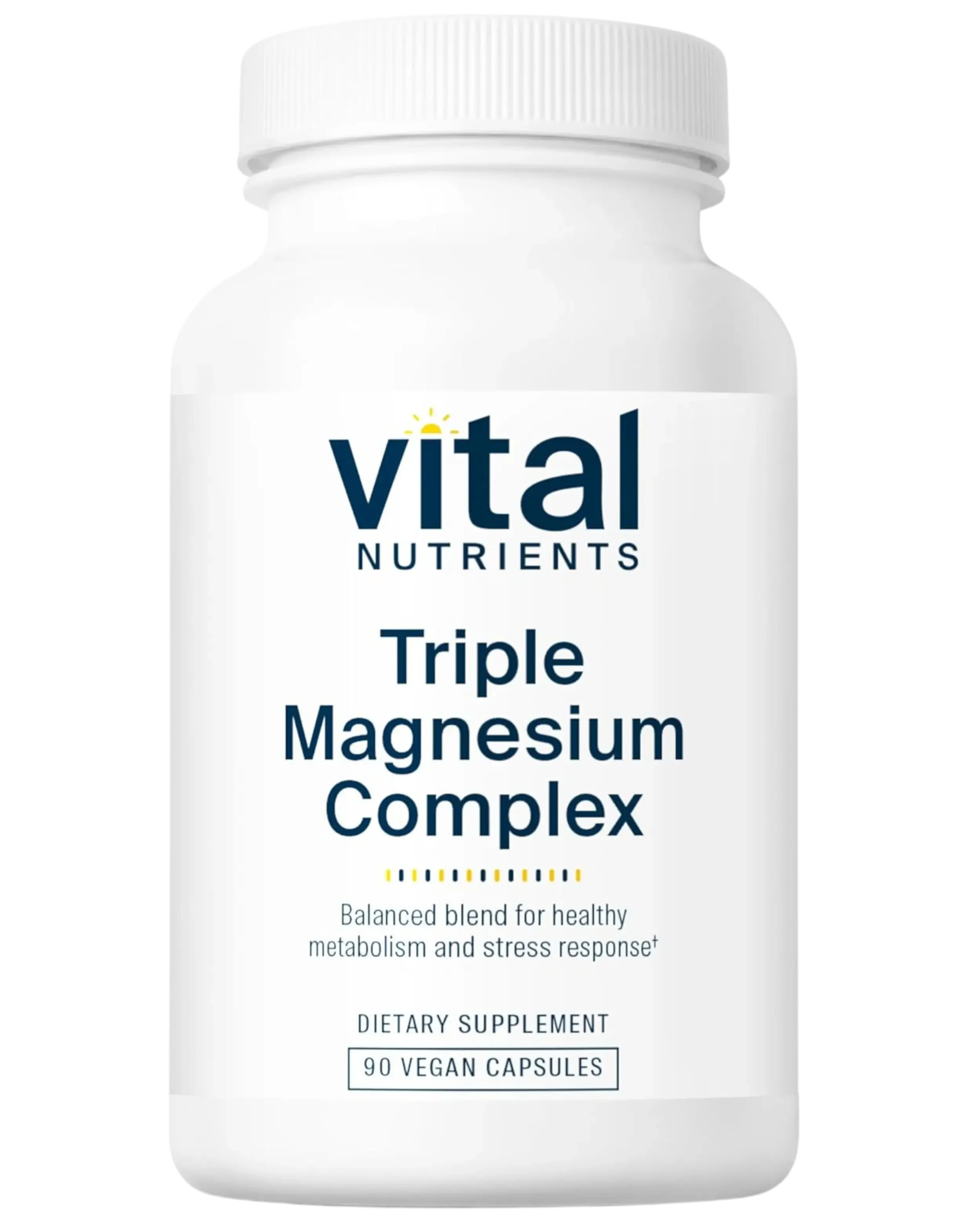 Vital Nutrients Triple Magnesium Complex supplement for relaxation, muscle function and sleep support.