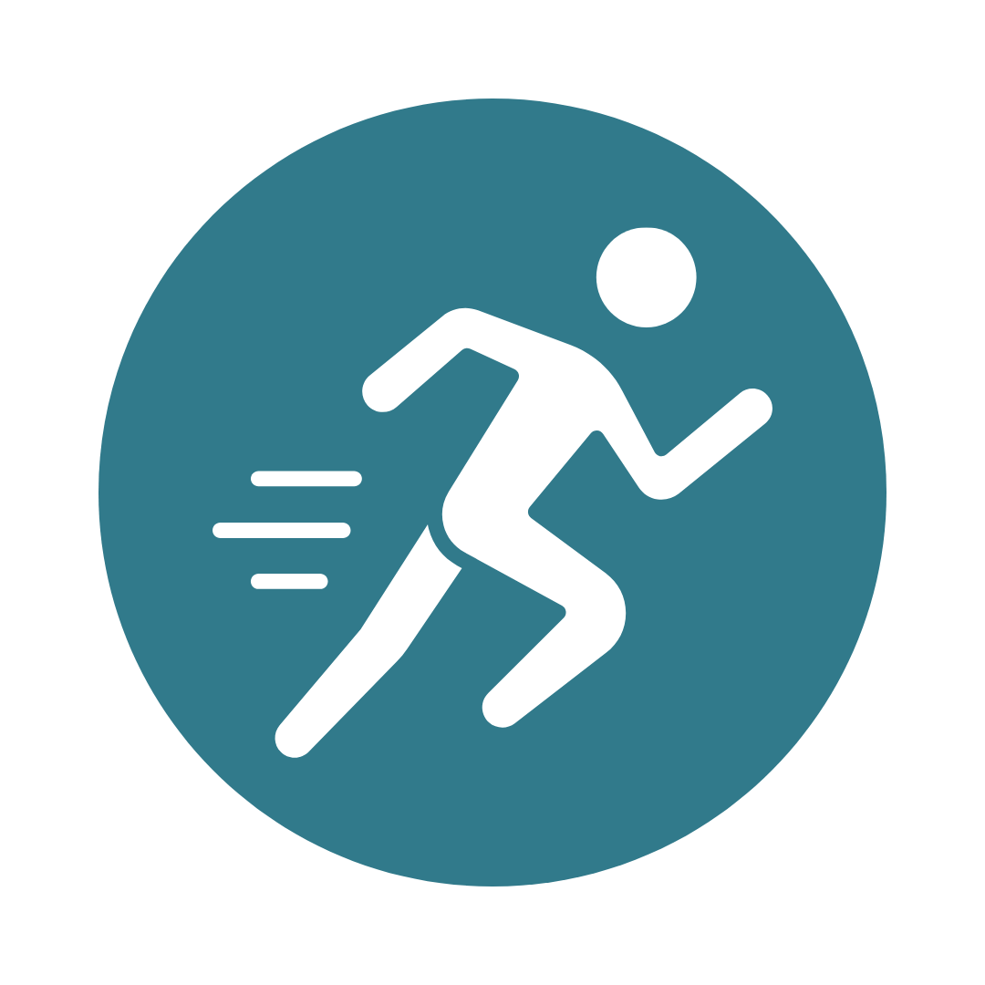 Icon representing sports injury recovery and improved movement