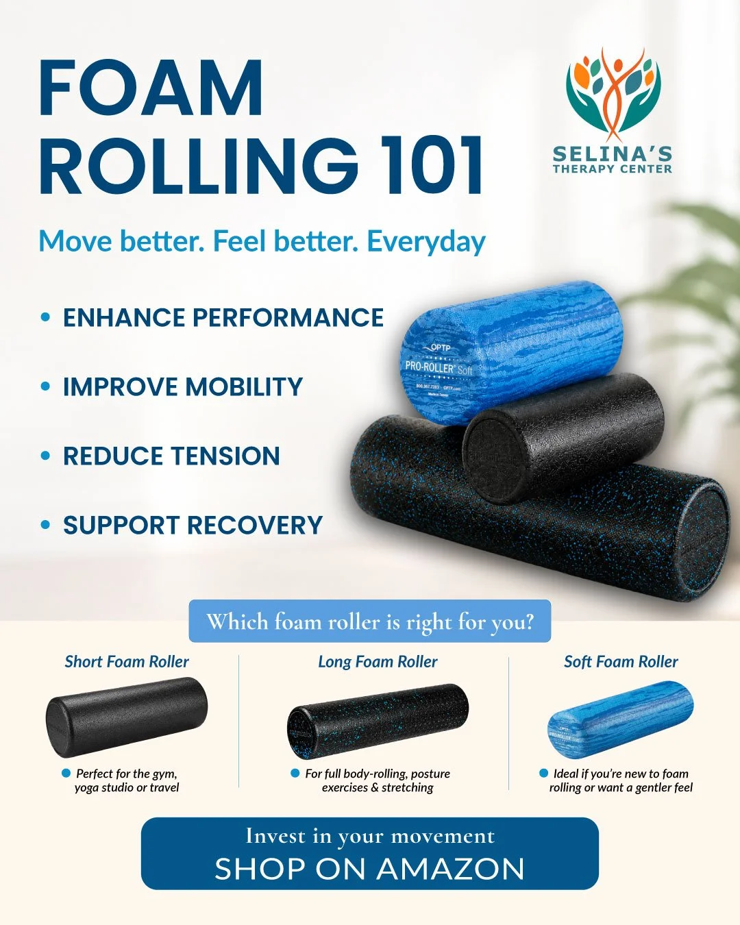 Foam Rolling 101 guide with benefits and foam roller options for recovery and mobility.