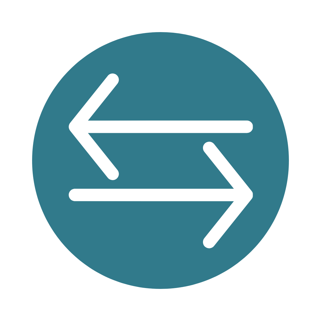 Icon of directional arrows representing improved posture and body alignment