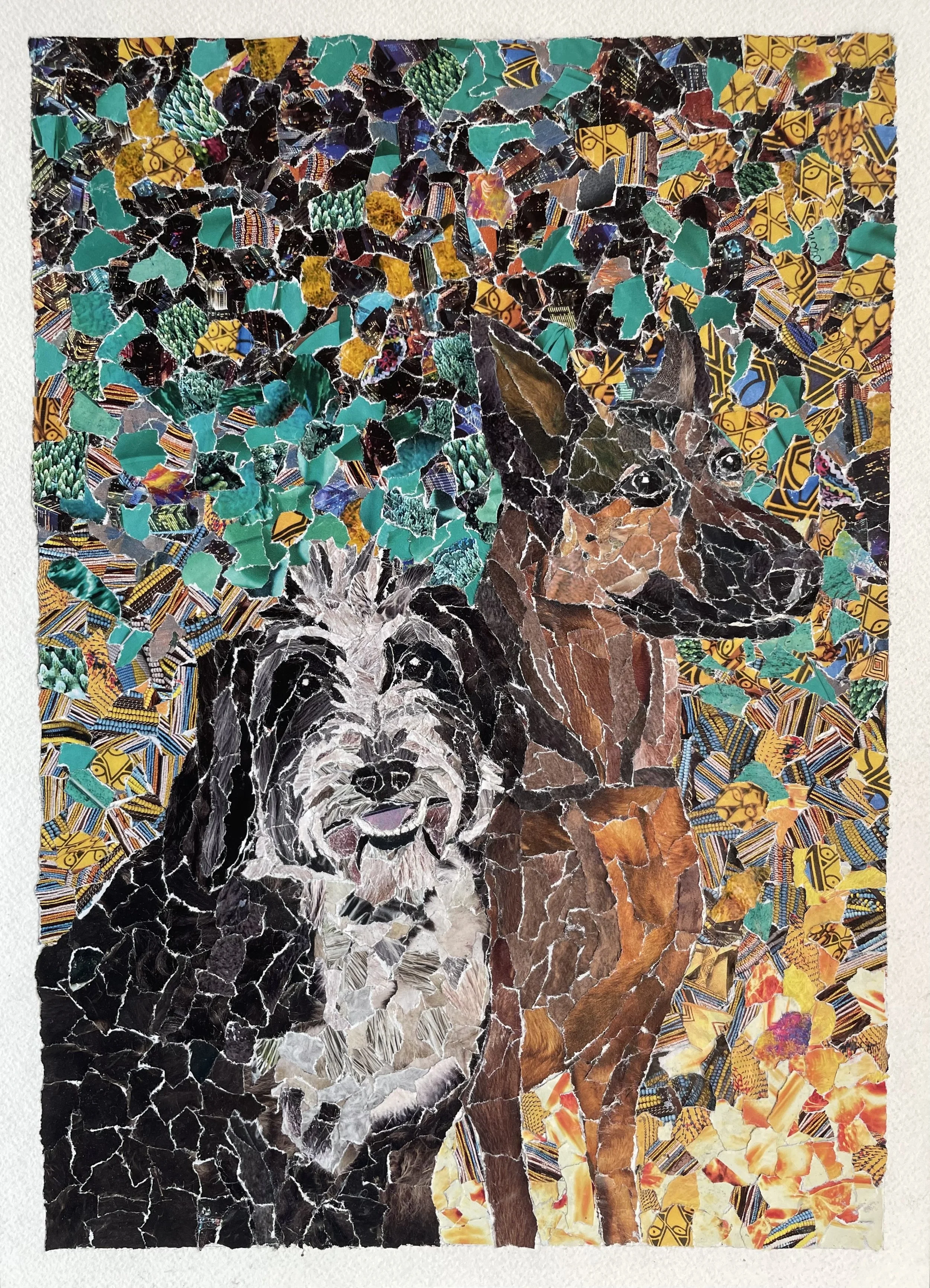 Mischa + Mitzi
11" x 14"
August 2025
Hand-torn magazine pieces on paper